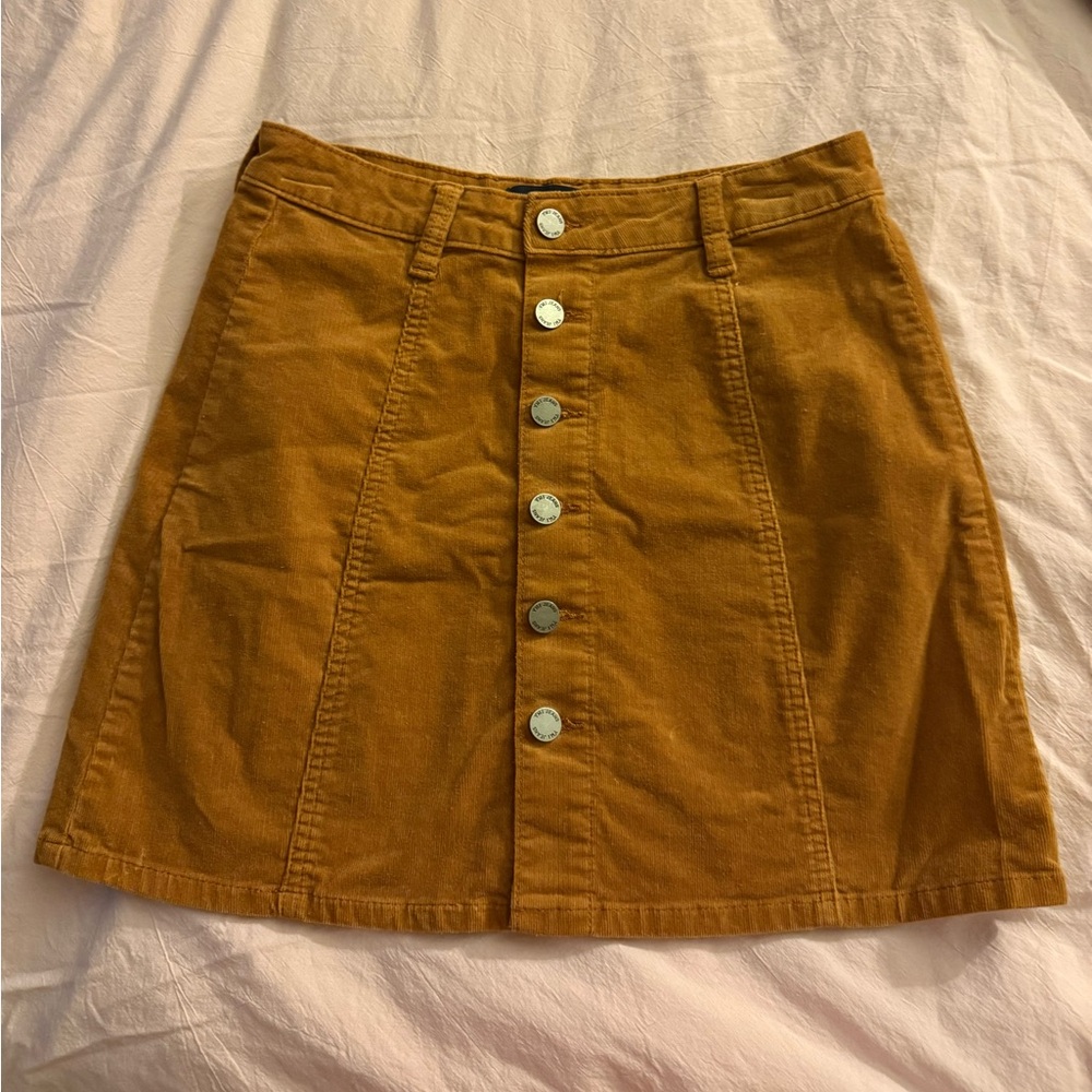 YMI Tan Button-Front Mini Skirt